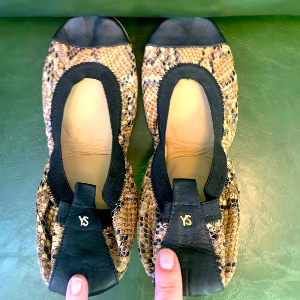 Yoshi Samra Ballet Flats Snakeskin with Black cap toes